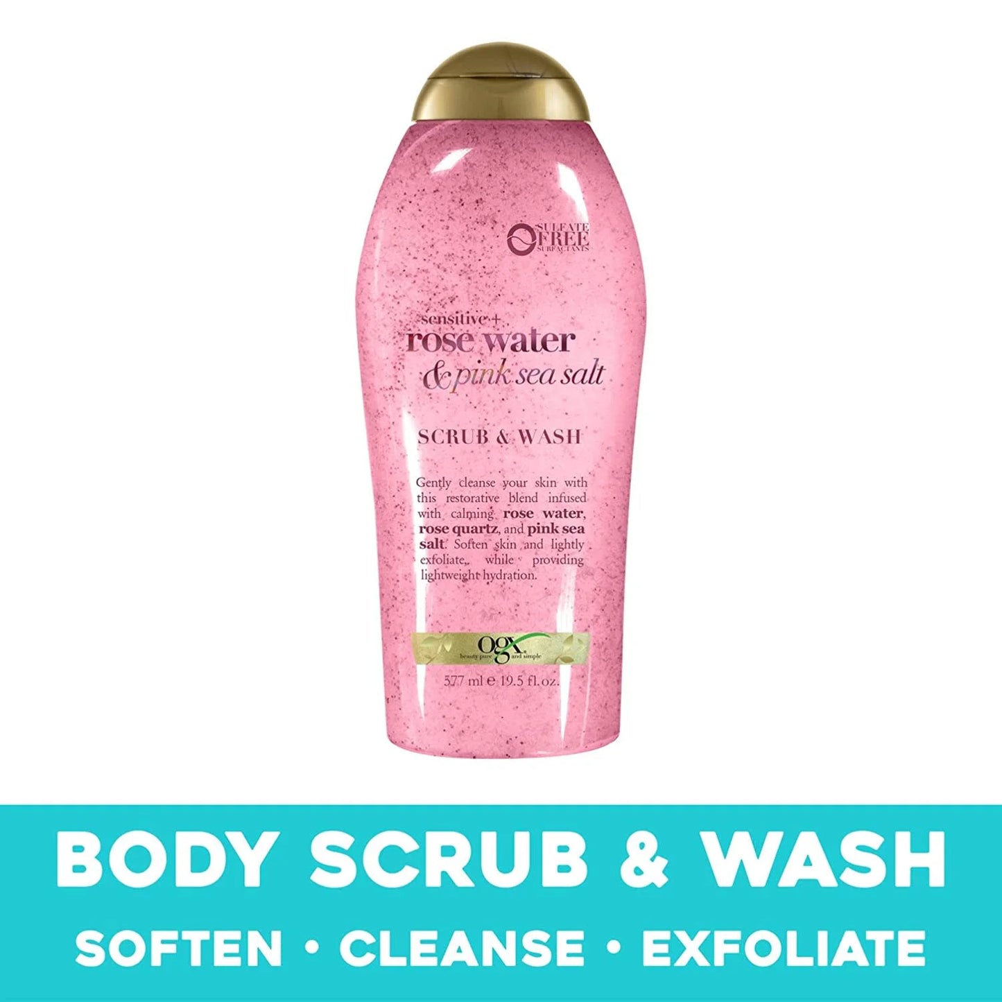 OGX Rose Water & Pink Sea Salt – Scrub & Wash