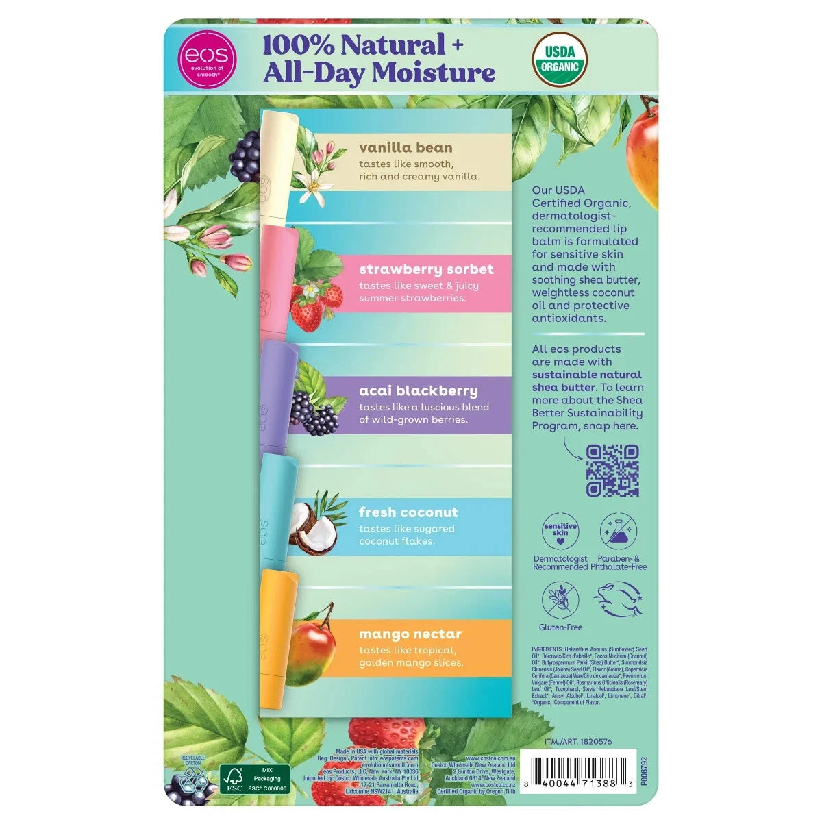 EOS Bálsamo Labial Orgánico – Frutas Tropicales (Precio por unidad)