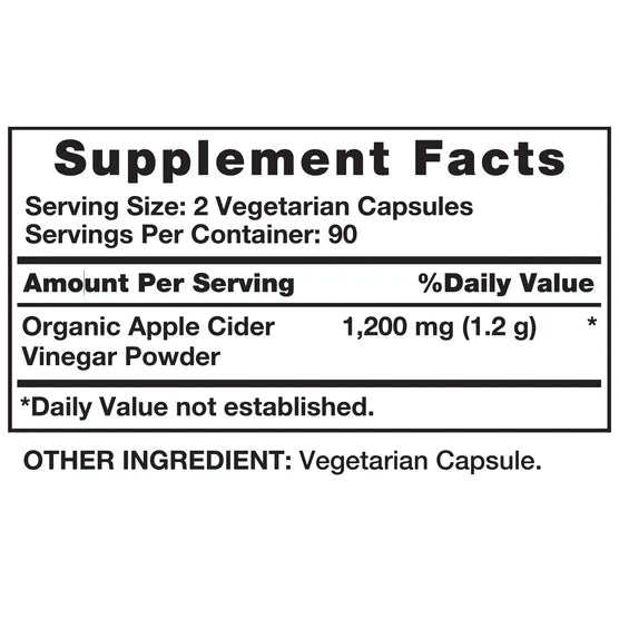 Vinagre de Manzana 1200 mg – 180 cápsulas vegetarianas | Nature's Truth