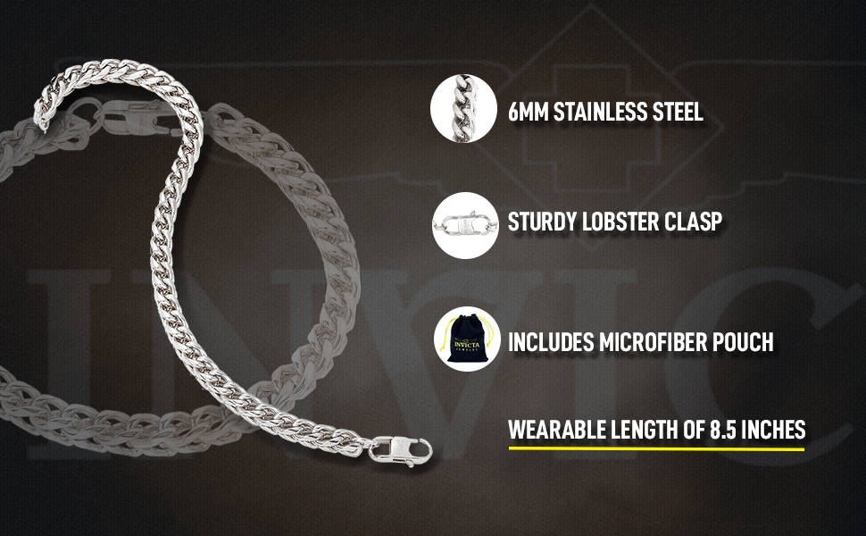 Pulsera Franco de Acero Inoxidable para Hombre 6 mm | Invicta