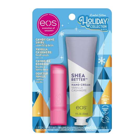 EOS Holiday Duo – Candy Cane Swirl Lip Balm + Vanilla Cashmere Hand Cream
