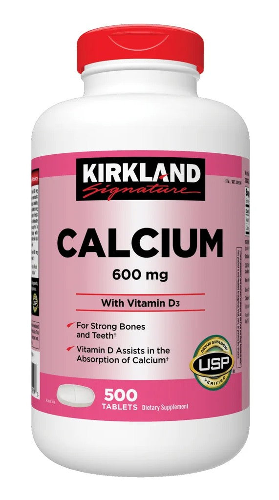 Kirkland Calcium 600 mg con Vitamina D3 – 500 tabletas