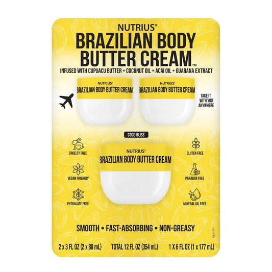 Nutrius Brazilian Body Butter Cream Set – Coco Bliss (3 Piezas / 354 mL)