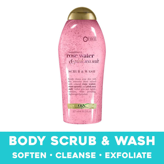 OGX Rose Water & Pink Sea Salt – Scrub & Wash 577 mL