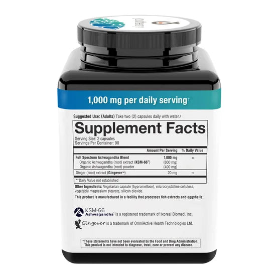 Ashwagandha 1000 mg - 180 Cápsulas Vegetarianas | Youtheory
