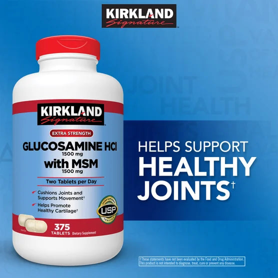 Glucosamina con MSM 1500 mg – 375 Tabletas | Kirkland Signature