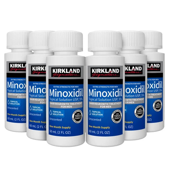 Minoxidil 5% (6 frascos de 2 fl oz) Kirkland Signature Tratamiento para el Crecimiento del Cabello para Hombre