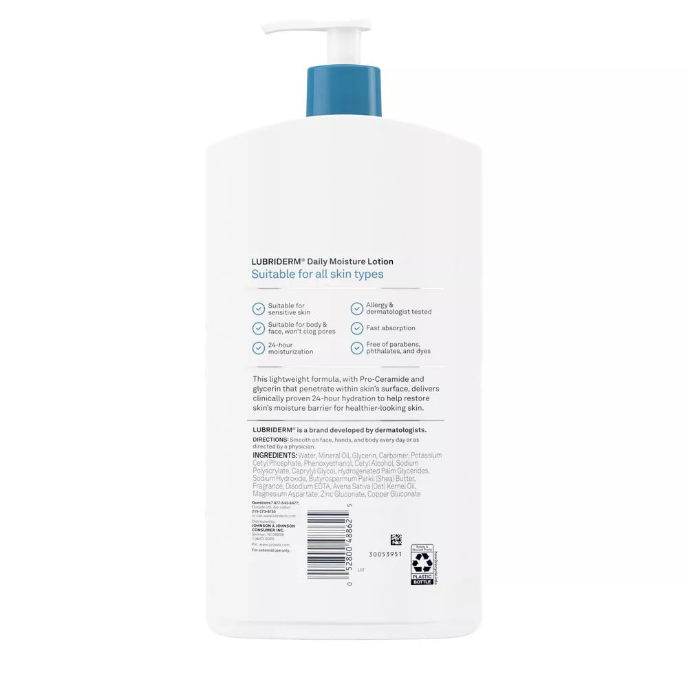 Lubriderm Loción Hidratante Diaria sin Fragancia + Pro-Ceramida (24 fl oz / 709 ml)