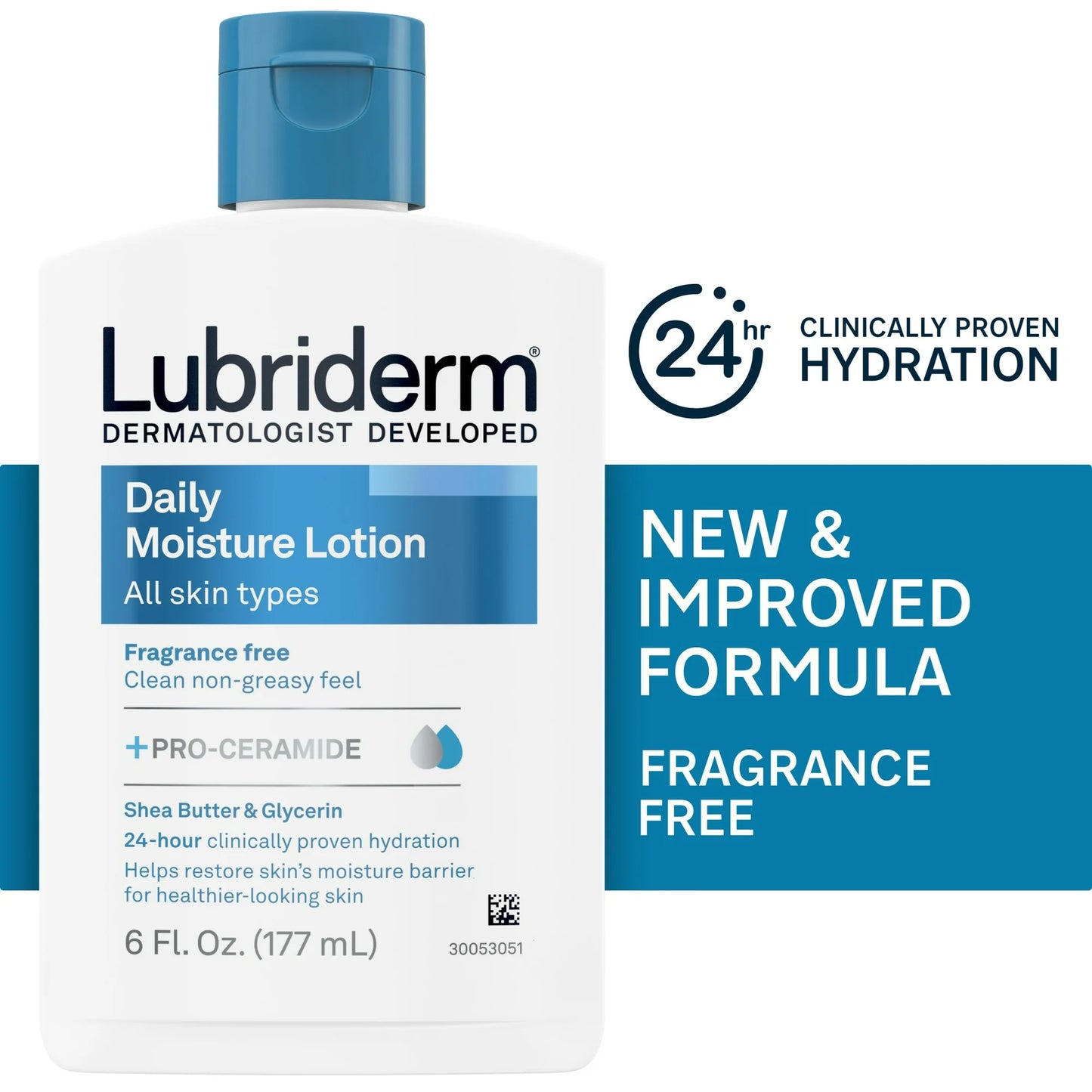 Lubriderm Loción Hidratante Diaria sin Fragancia + Pro-Ceramida 177 mL