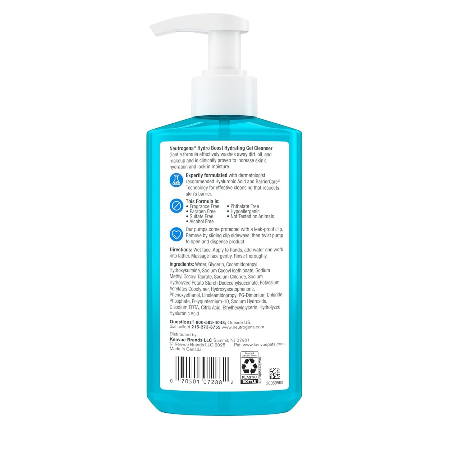 Neutrogena Hydro Boost Gel Limpiador Facial Hidratante con Ácido Hialurónico – 354 mL