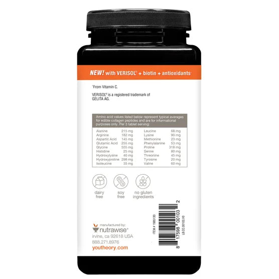 Colágeno VERISOL con Biotina y Vitamina C – 345 Tabletas | Youtheory
