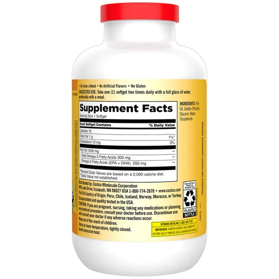 Omega-3 Aceite de Pescado 1000 mg – 400 Softgels | Kirkland Signature