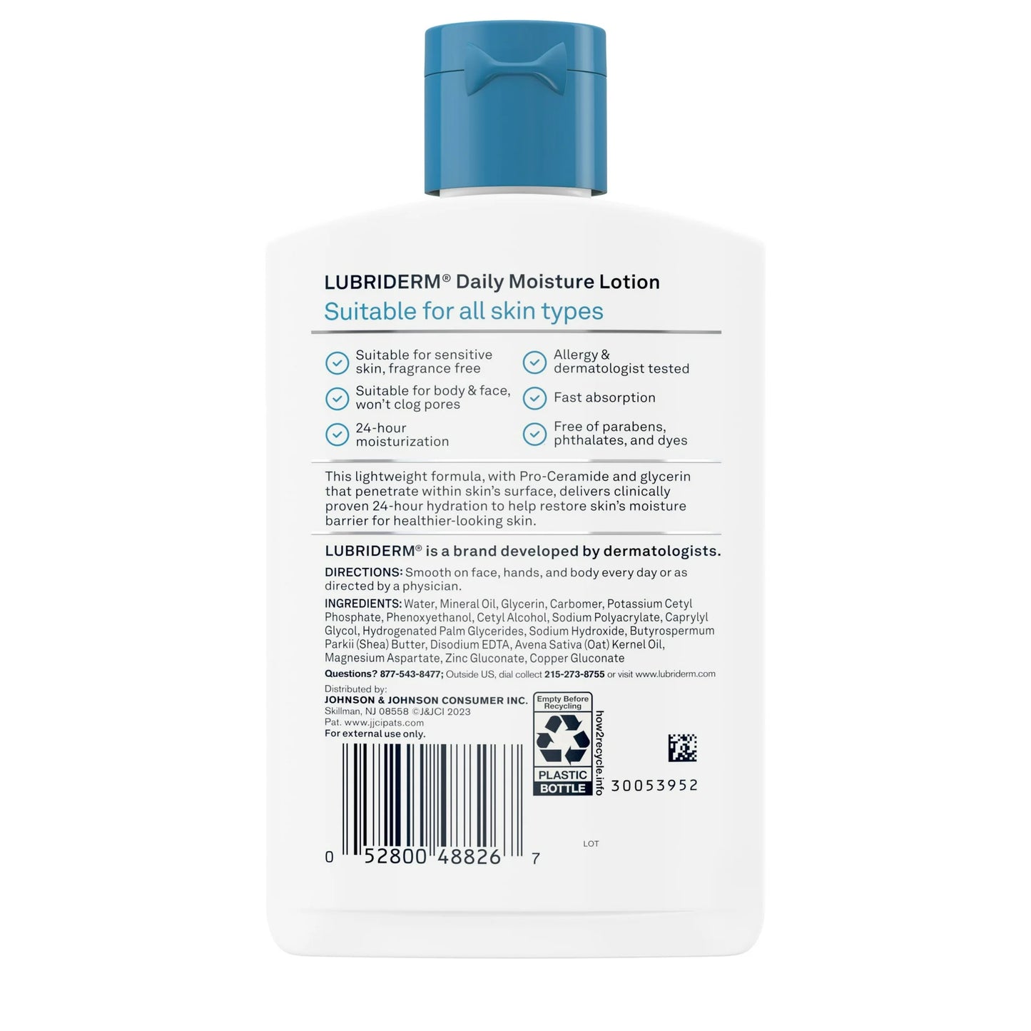 Lubriderm Loción Hidratante Diaria sin Fragancia + Pro-Ceramida 177 mL