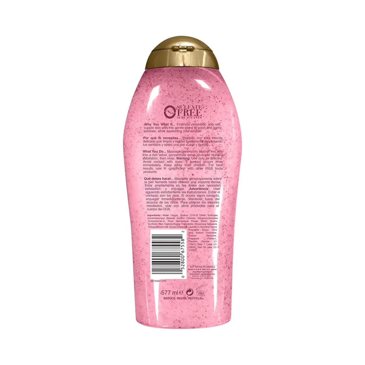 OGX Rose Water & Pink Sea Salt – Scrub & Wash