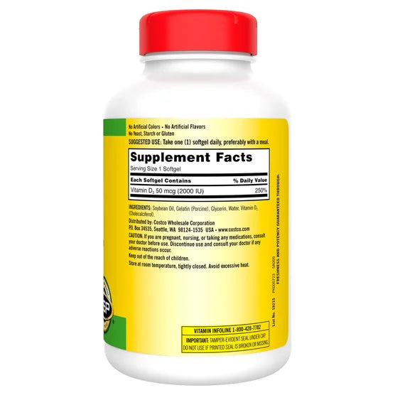 Vitamina D3 2000 IU – 600 softgels | Kirkland Signature