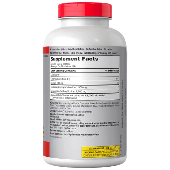 Glucosamina 1500 mg + Condroitina 1200 mg – 280 tabletas | Kirkland Signature