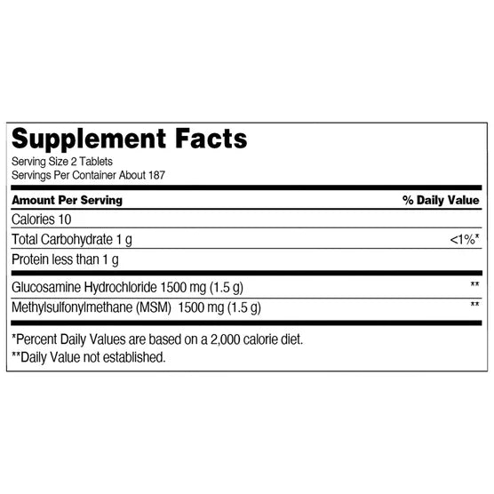 Glucosamina con MSM 1500 mg – 375 Tabletas | Kirkland Signature
