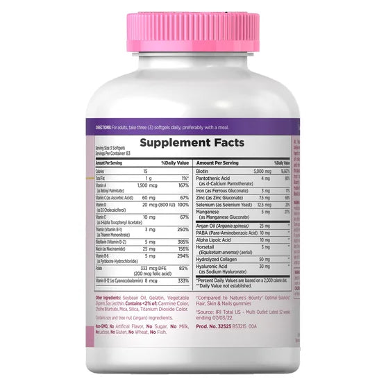 Hair, Skin & Nails con Biotina – 250 Softgels | Nature’s Bounty