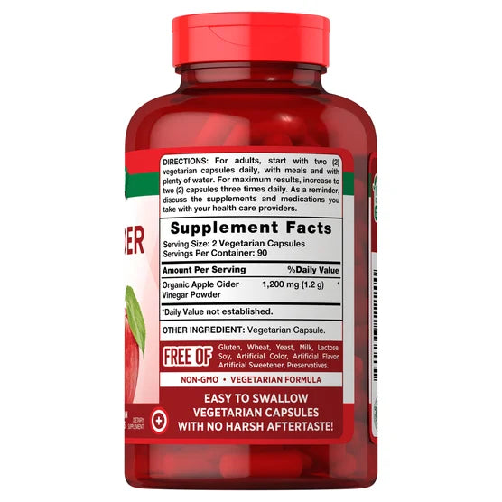 Vinagre de Manzana 1200 mg – 180 cápsulas vegetarianas | Nature's Truth