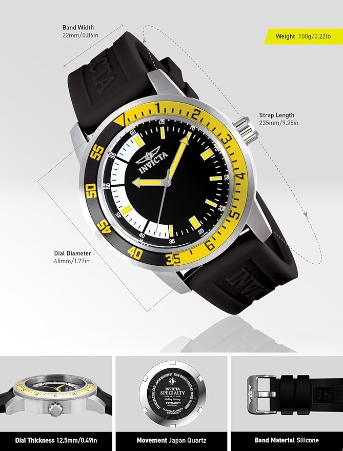Reloj Invicta Specialty para Hombre – Modelo 12846, Correa de Silicona Negra