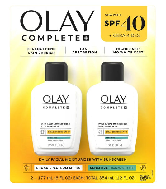 Olay Complete+ Hidratante Facial Diario con SPF 40 – Pack x2 (354 ml)