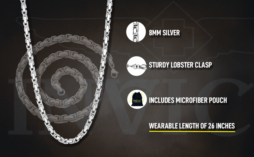 Collar Bizantino de Acero Inoxidable para Hombre 8 mm | Invicta