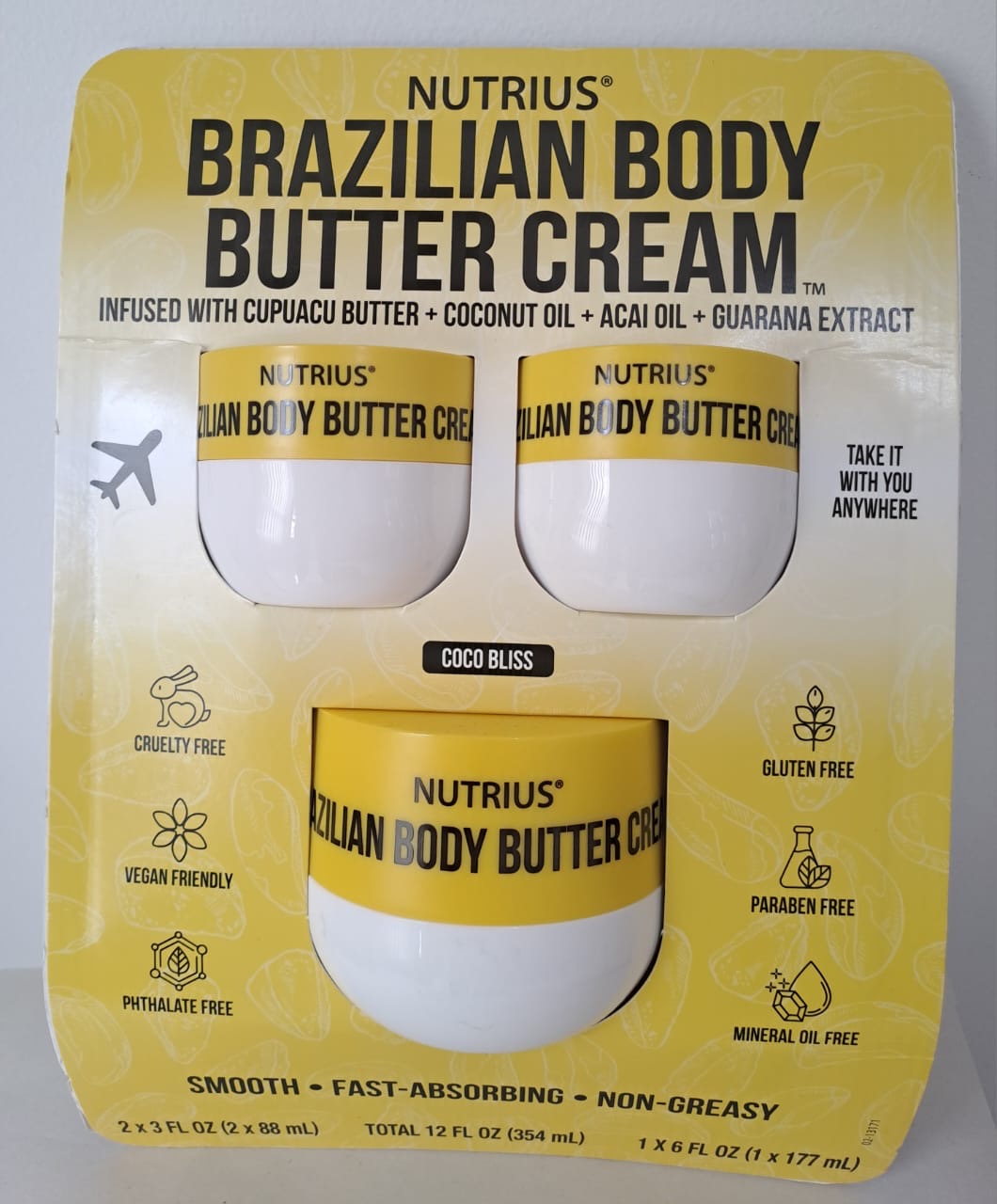 Nutrius Brazilian Body Butter Cream Set – Coco Bliss (3 Piezas / 354 mL)