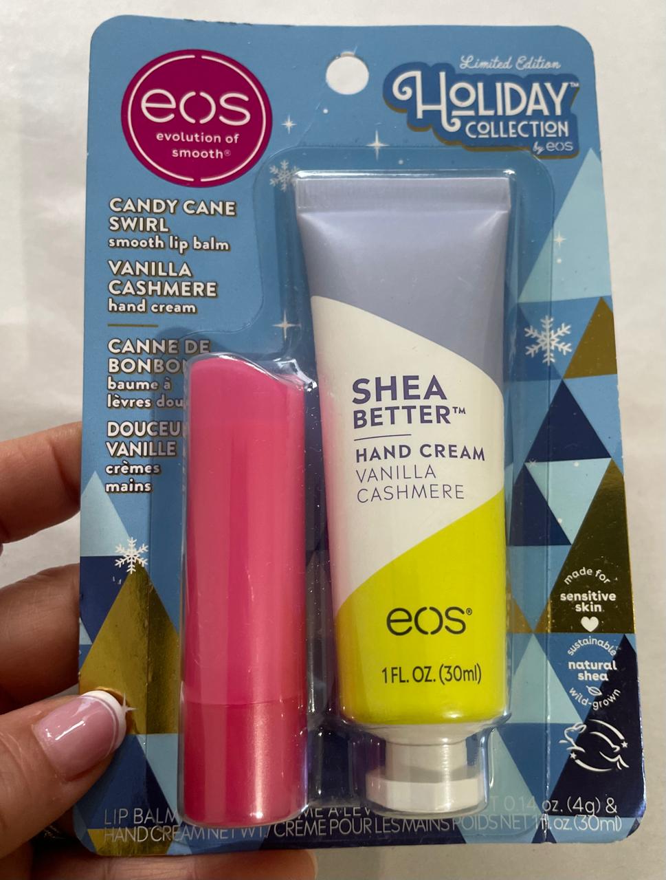 EOS Holiday Duo – Candy Cane Swirl Lip Balm + Vanilla Cashmere Hand Cream