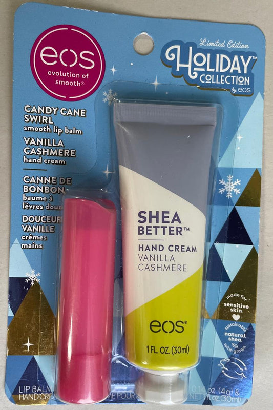 EOS Holiday Duo – Candy Cane Swirl Lip Balm + Vanilla Cashmere Hand Cream