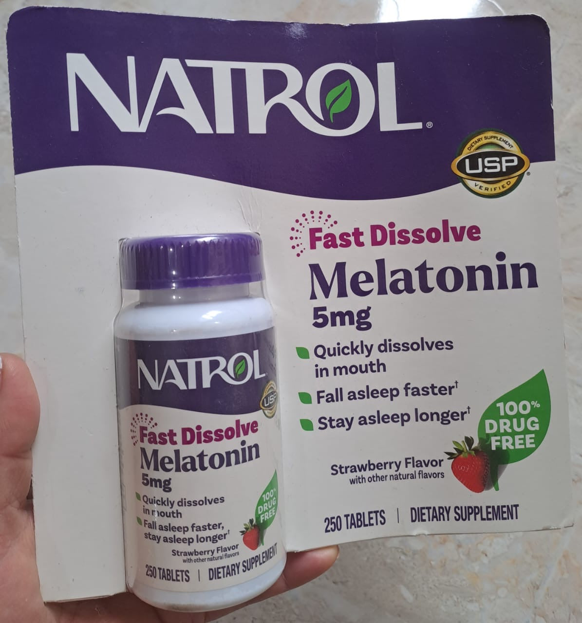 Natrol 5 mg – 250 Tabletas Sublinguales Sabor Fresa