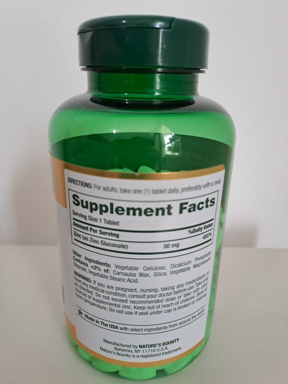 Nature’s Bounty Zinc 50 mg – 400 tabletas