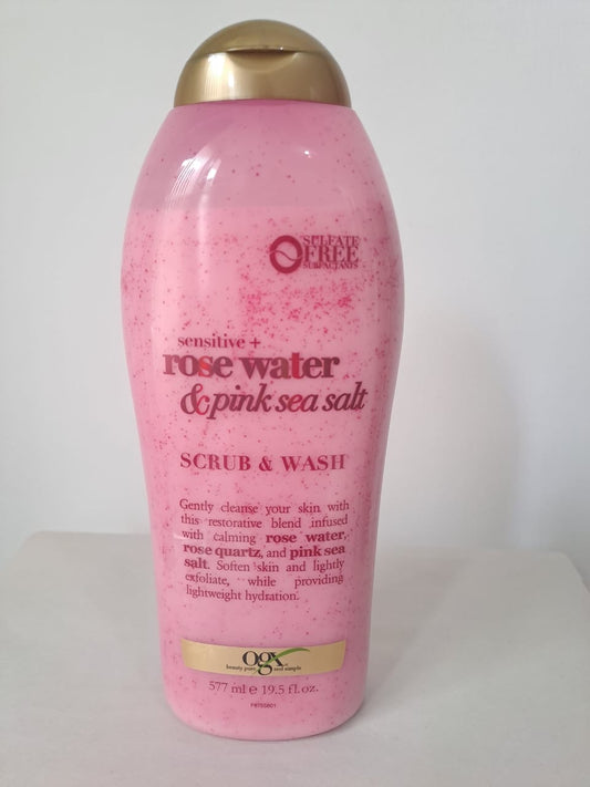 OGX Rose Water & Pink Sea Salt – Scrub & Wash